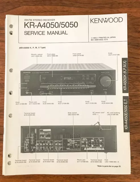 Kenwood KR-A4050 KR-A5050 Receiver Service Manual *Original*