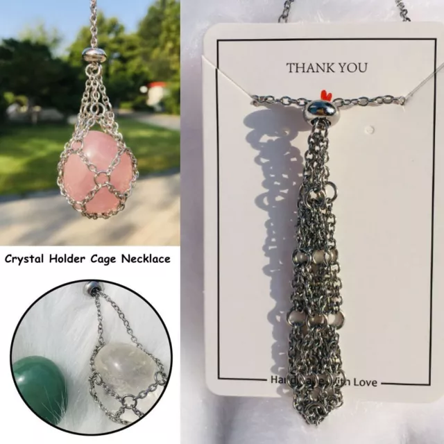 Interchangeable Crystal Holder Cage Necklace Stone Holder Necklace