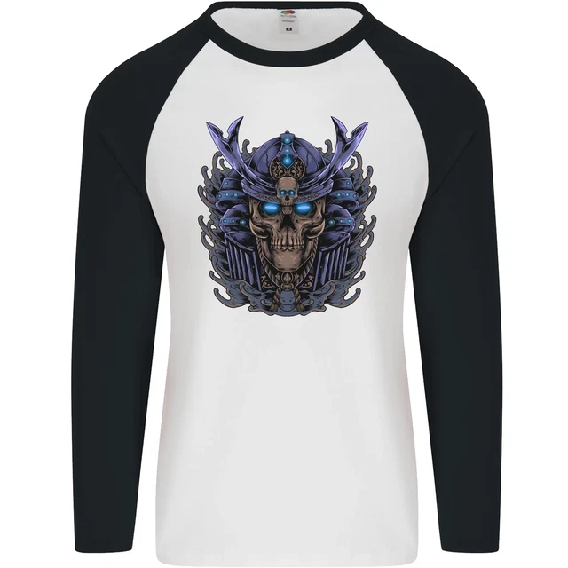 Samurai Teschio Mma Arti Marziali Gym Training Uomo L/S Baseball T-Shirt