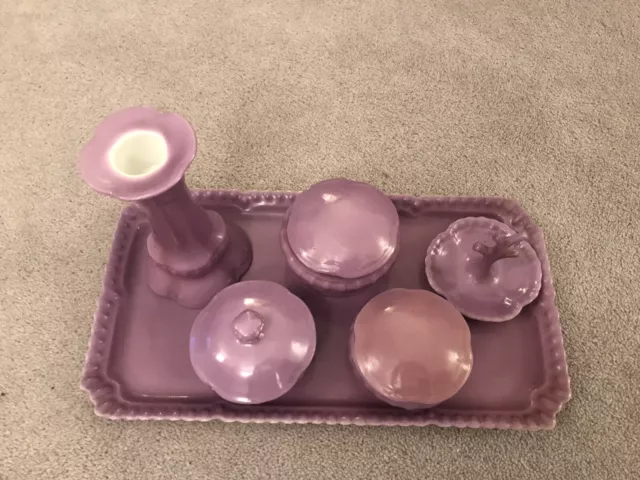 Czechoslovakia Victorian Ladies Mauve Porcelain Vanity Dressing Table Set