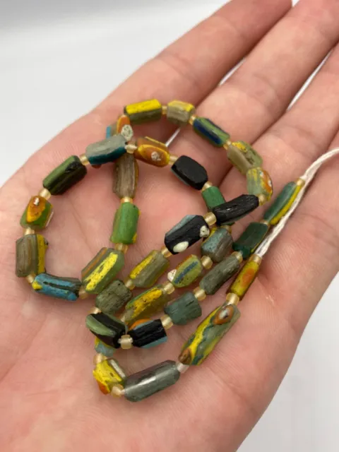 ancient Roman glass beads necklace from Afghanistan strand 3.7 - 8.6 mm size