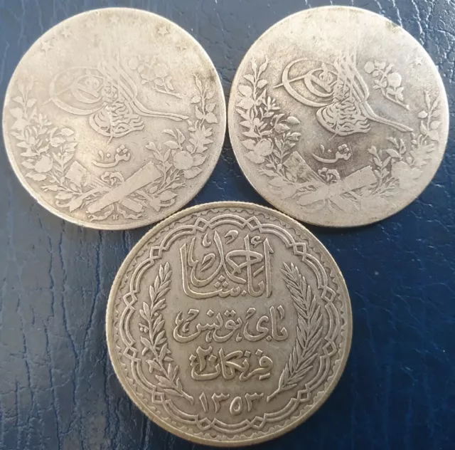 Monnaies Lot De 3 Pièces Argent Afrique Du Nord
