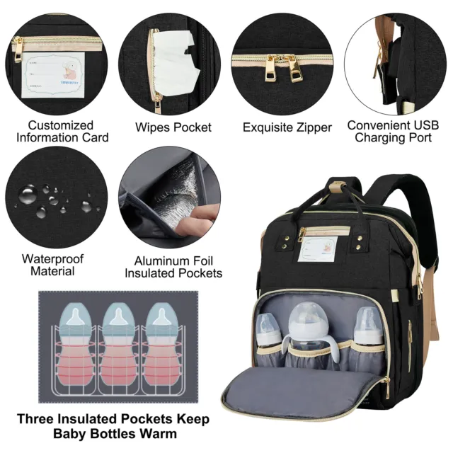 Multi-Functional Diaper Bag 3 in 1 Baby Bed Foldbale Bassinet Crib Backpack 2