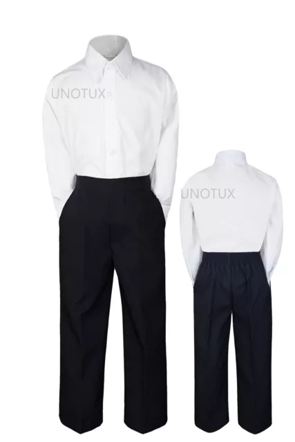 2pc Baby Boys Toddler Kid Teen Wedding Formal Suits White Shirt Black Pants S-20