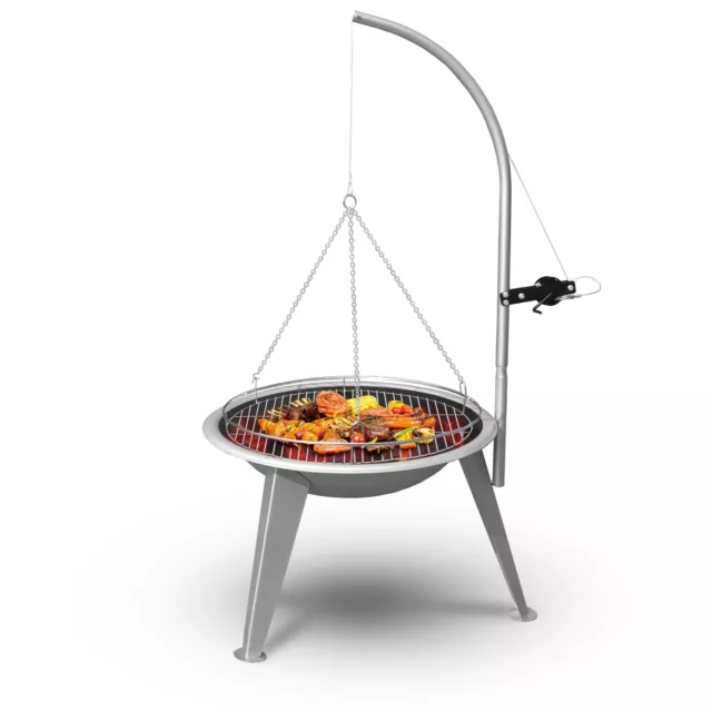 BBQ Schwenkgrill Gartengrill mit Kurbel 55 cm Barbecue Holzkohlegrill Standgrill