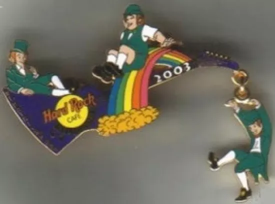 Hard Rock Cafe MELBOURNE 2003 St. Patrick's Day PIN Leprechauns on Guitar #19002