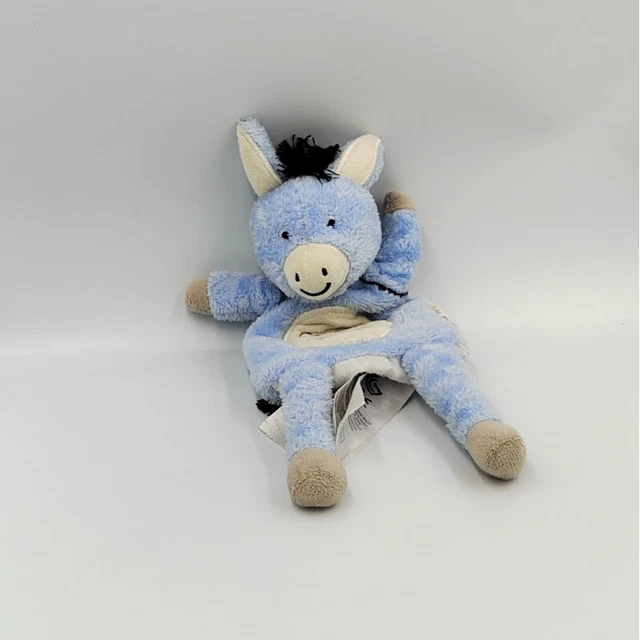 Doudou plat marionnette ane bleu blanc coucou bébé SERGENT MAJOR - 32326