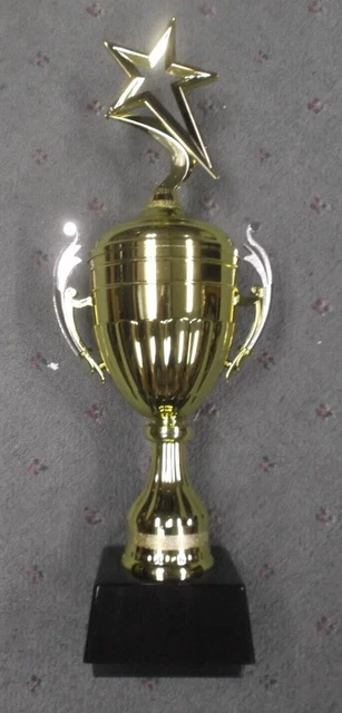 giant star silver handle CUP trophy award gloss black block base 20" size
