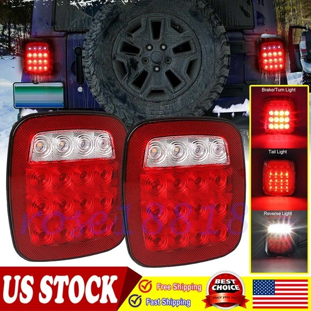2X LED Tail Lights 16 LED, Rear Brake Lamps Turn Stop Reverse for Jeep, trailer