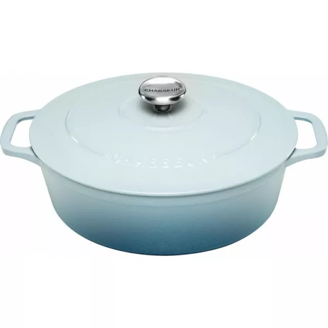 Chasseur 27cm Oval French Oven Duck Egg Blue 4L Casserole Cast Iron