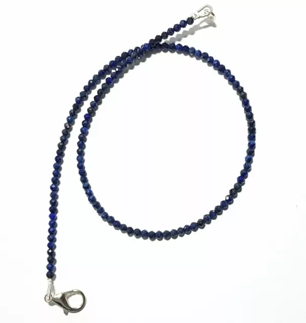 925 Plata de Ley Lapis Lazuli Piedra Preciosa 3mm Cuentas Redondas 16" Hilos