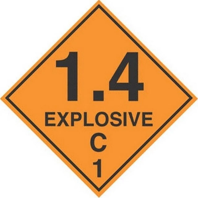 4" x 4" 1.4 Explosive C D.O.T. Class 1 Hazard Labels (500 per Roll)