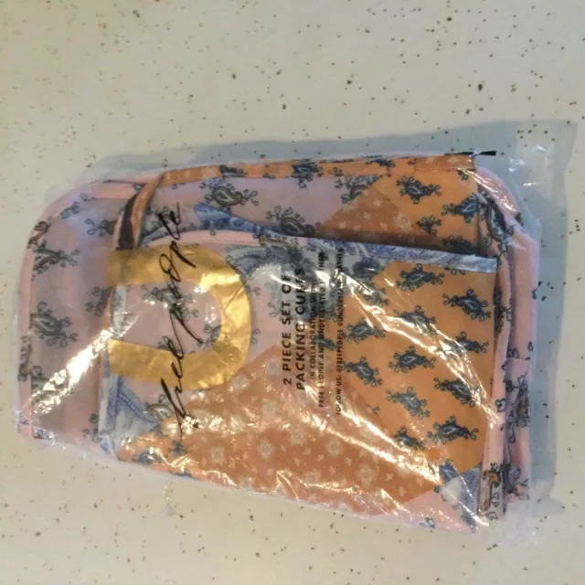 FREE PEOPLE TRAVEL Bag Packing Cubes Set Of 2– Pink Print FabFitFun $12 ...