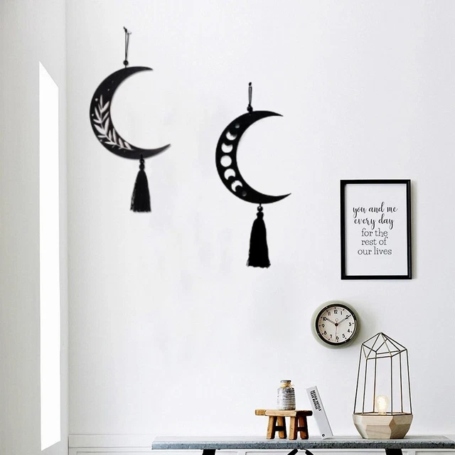 wooden Boho Room Decor Wind Chimes Wall Hanging Dream Catcher Moon Phase