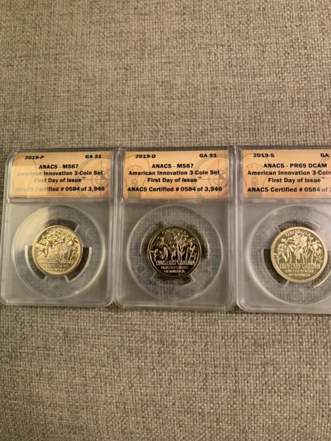 2019 American Innovation Georgia 3 Coin Set FDOI ANACS #584/3946