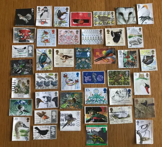 40 BIRD GB Used Stamps Off Paper Collection, Thematics, Different. Free Postage.