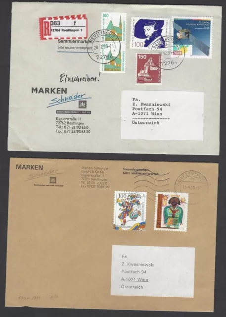 Germany 1995-2001 covers with pf issues to Austria many registered (27)