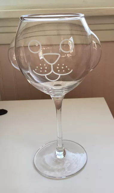 Big Mouth PURRfect WINE GLASS Large 12 OZ Glass w Painted Face Molded Ears  NEW