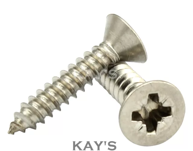 POZI COUNTERSUNK SELF TAPPING SCREWS A2 STAINLESS STEEL TAPPERS 3.5mmØ (No.6)