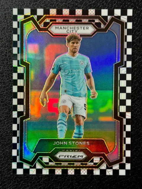 Panini 23-24 Prizm Premier League Man City John Stones Black White Checkboard