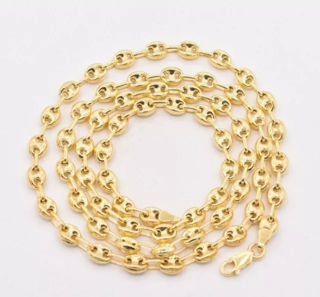 6mm Puffed Anchor Mariner Chain Necklace 14K Yellow Gold-Plated Silver 925