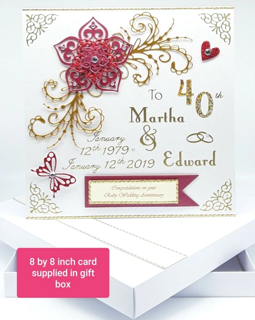 PERSONALISED RUBY 40TH Wedding Anniversary Card Wife/Mum £16.99 ...