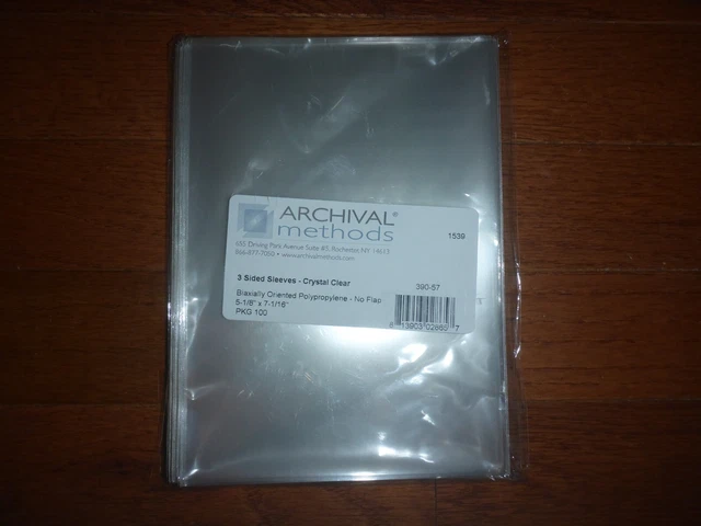 Archival Methods 3-Sided Sleeves Crystal Clear 5-1/8" x 7-1/16" Pack Of 50