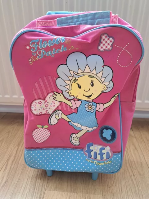 Child's fifi and the flowertots Pink Zip Up Carry Trolley Suitcase