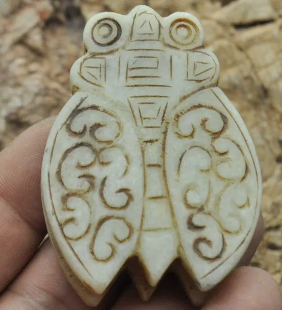 Chinese old natural jade hand-carved statue Pendants~Cicada