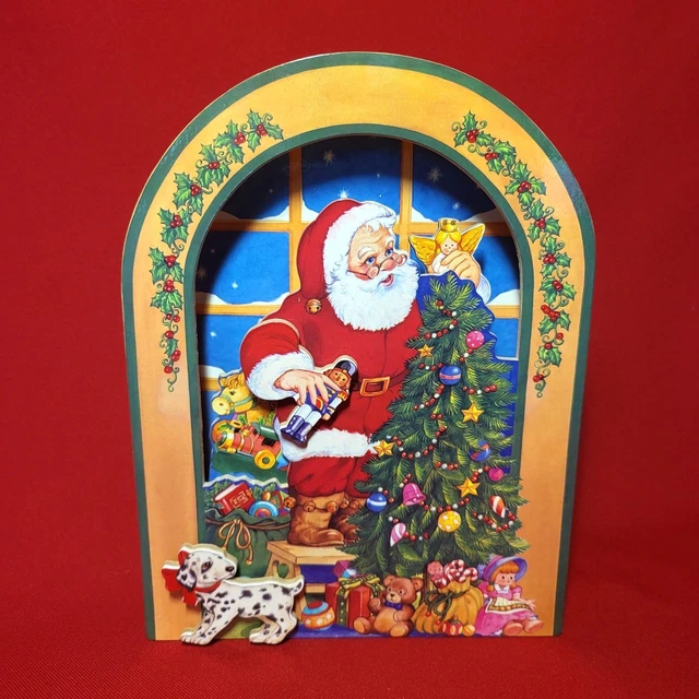 VINTAGE ANIMATED SANTA Claus Decorating Christmas Tree Music Box 89.95
