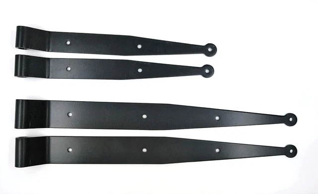Pair of USA Made Blacksmith Hand-Forged Steel Strap Hinges, 1” Offset, 2 Sizes