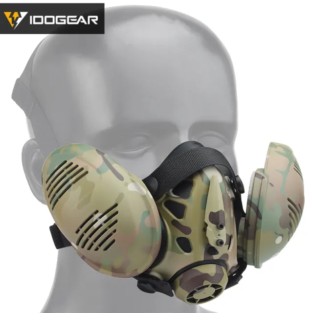 IDOGEAR  Media Táctico Bilateral Máscara Facial Máscara de Airsoft Multifunción