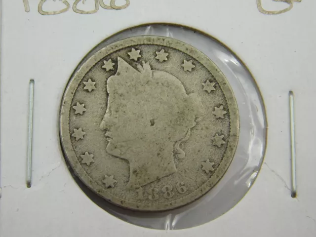 1886 Liberty V Nickel, Scarce KEY Date, Good  Bold Date (878) 3