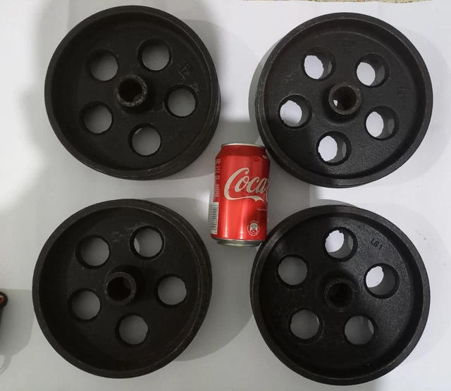 4 Vintage Cast Iron Swivel Wheels Industrial Caster Railroad Cart Heavy Duty