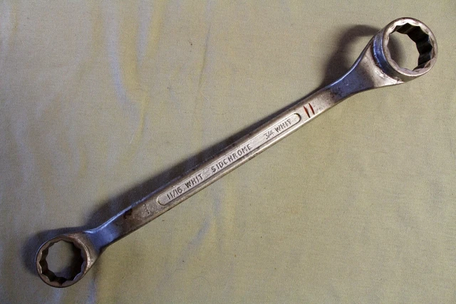 Vintage Australian SIDDONS SIDCHROME Large Whitworth Ring Spanner 11/16" x 3/4"