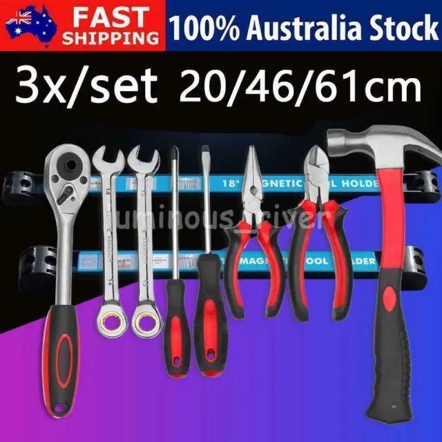 3x/set 20/46/61cm Magnetic Wall Mounted Tool Holder Organiser Kit