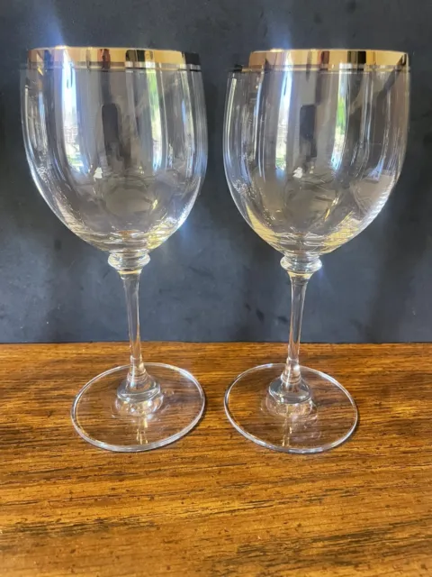 One Pair Of Mikasa Stephanie Platinum Rim Wine/water Glasses