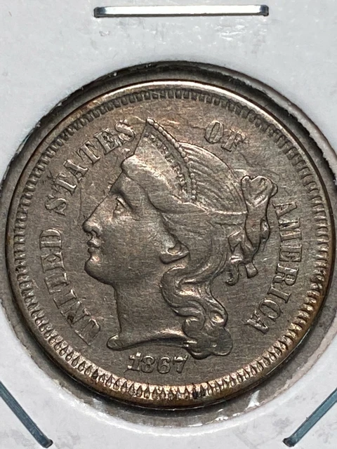1867 Nickel Three Cent Piece XF