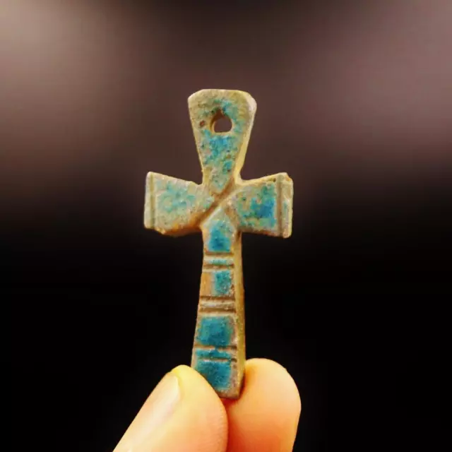 Rare Antique Stone/Faience Amulet of Cross ANKH Key of Life of Ancient Egyptian