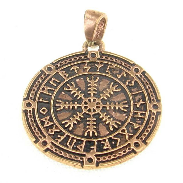 Vikingo Bronce Colgante Cruz Con Inserciones De Esmalte