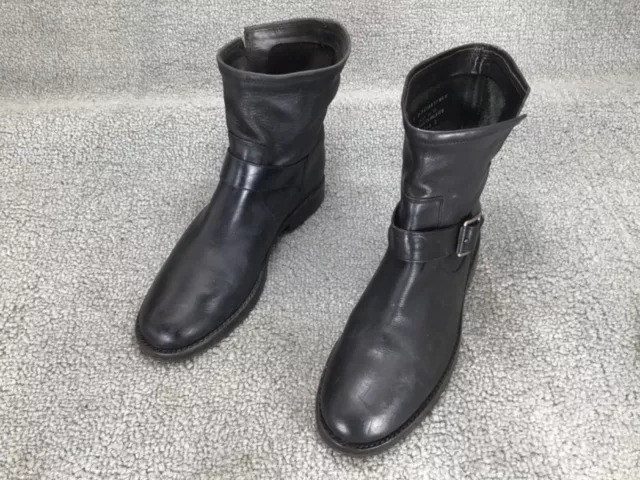 Frye Natalie Short Engineer Boot Women’s 9B Black Leather PullOn 3478513
