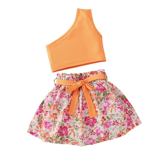 Toddler Kids Girls T-shirt Pants Outfits Clothes Summer Tops Shorts Skirts 2PCS