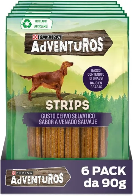 Purina Adventuros Strips Al Cervo Selvatico 6 Pz Da 90 Gr Snack Per I Cani
