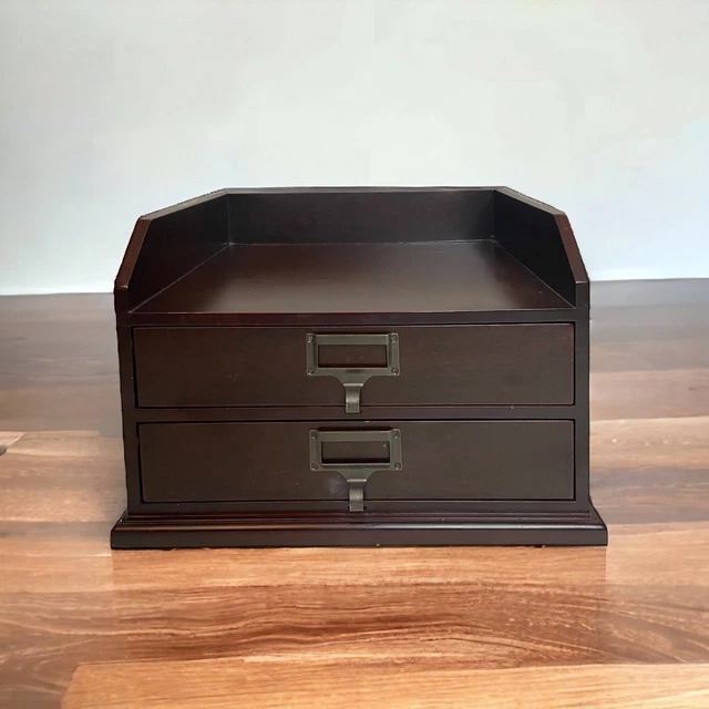 Pottery Barn Bedford Wood Valet Large Two Drawer Expresso Brown $199