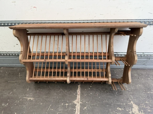 VINTAGE PINE WALL mounted Plate Rack £37.08 - PicClick UK