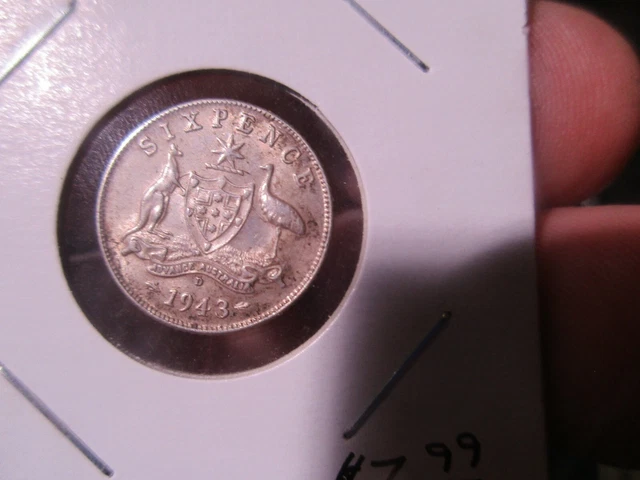 Australia - 1943-D Sterling Silver Sixpence - George VI - 10272103