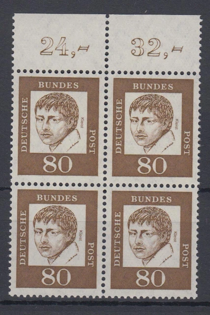 Bund 359y mit Oberrand 4er Block Bedeutende Deutsche 80 Pf postfrisch