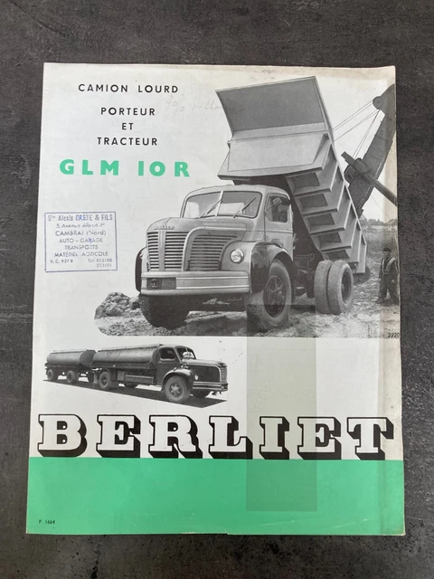 Catalogue Berliet 1958 Rare - Grand Format, Très Bon état, Pas De Pli Ni Déchirure, Vintage Auto