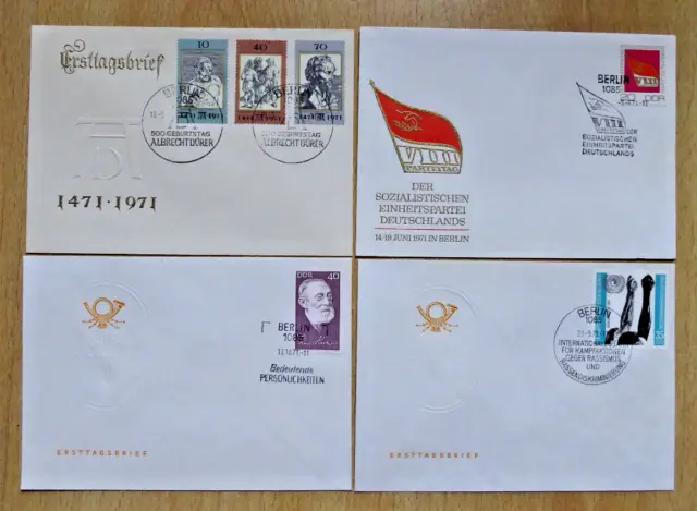 4 ETB FDC DDR 1971 - Mi-Nr. , 1672-74, 1679, 1702 und 1707