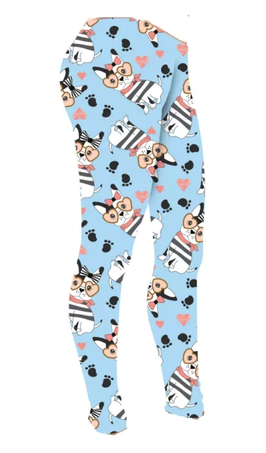 Leggings con stampa arco cuore fiocco bambino/ragazza carlino taglia 5-10 anni animali domestici 3